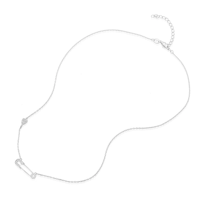 Shop Adornia Safety Pin Heart Necklace Silver
