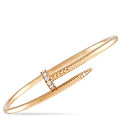Shop Cartier Juste Un Clou 18k Rose Gold Diamond Bracelet Size 19
