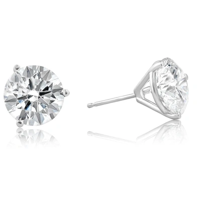 Pompeii3 3.20 Ct Tw 14k White Gold Lab Grown Round-cut Diamond Martini Studs In Silver