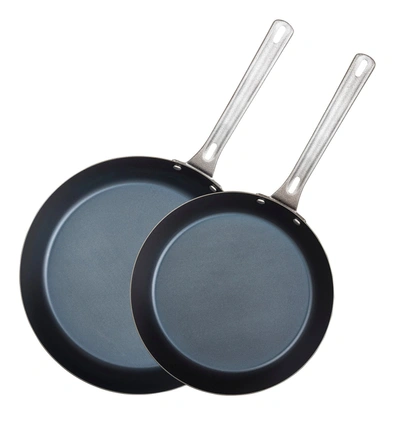 Shop Viking Blue Steel 2 Piece Fry Pan Set, 10-inch & 12-inch In Black