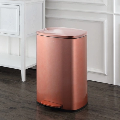 Shop Happimess Connor Rectangular 13-gallon Trash Can With Soft-close Lid And Free Mini Trash Can In Gold