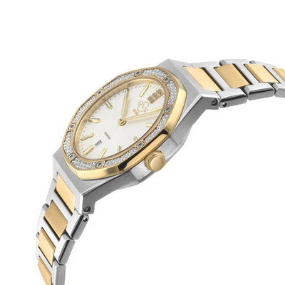 Shop Gv2 Palmanova Women's Watch Silver Dial Two Tone Yellow Gold Bracelet In White