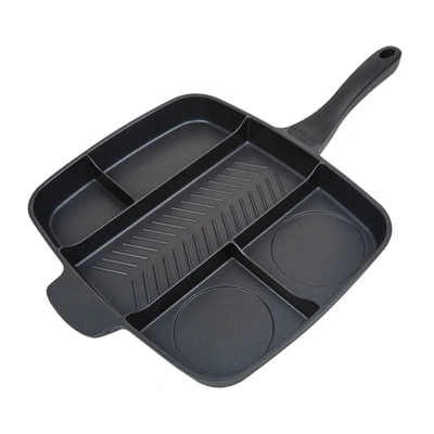 Shop Masterpan 5-section Non-stick Cast Aluminum Grill & Griddle Skillet, 15" In Multi
