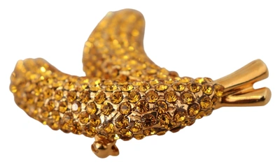 Shop Dolce & Gabbana Banana Crystal Pin Yellow Rhinestone Women's Accentsbrooch In Gold