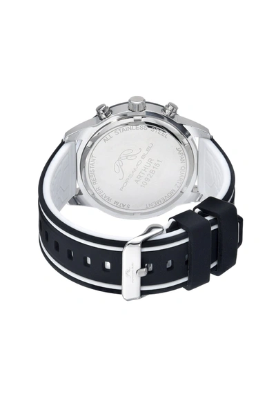 Shop Porsamo Bleu Arthur Men's Chronograph Black And White Silicone Watch