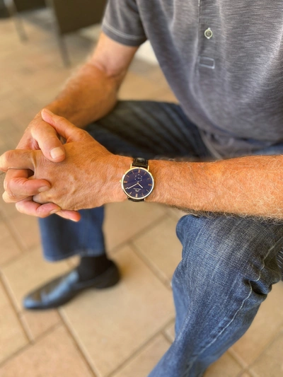 Shop Porsamo Bleu Henry Men's Leather Watch In Blue