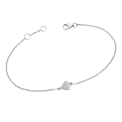 Shop Ariana Rabbani Diamond Heart Bracelet White Gold In Silver