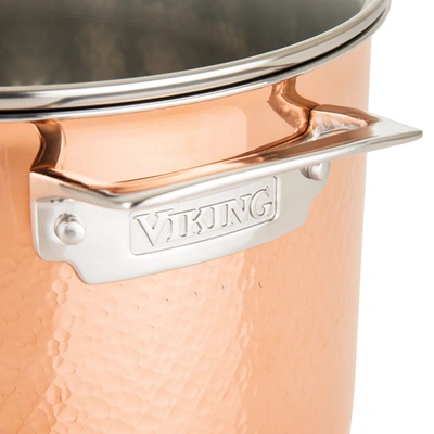 Shop Viking Copper Clad 3-ply Hammered 10 Piece Cookware Set In Multi