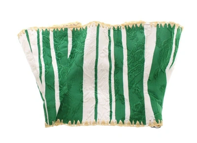 Shop Dolce & Gabbana Striped Corset Woven Raffia Waist Women's Belt In Green