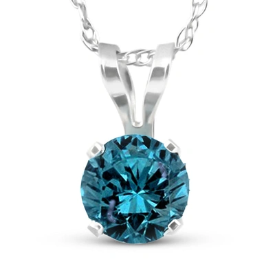 Pompeii3 1/2 Carat Blue Diamond Solitaire Pendant 14k White Gold In Blue