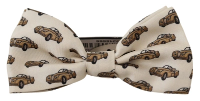 Shop Dolce & Gabbana Car Print Adjustable Neck Papillon Bow Men's Tie In White