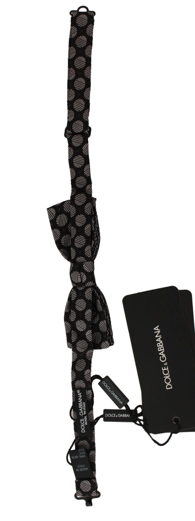 Shop Dolce & Gabbana Silk Polka Dot Jacquard Men Bow Tie Men's Papillon In Black