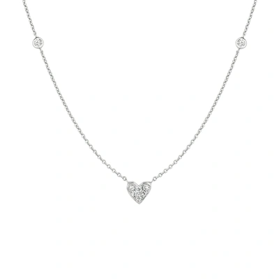 Shop Ariana Rabbani Diamond Heart & Two Sided Diamond Necklace White Gold In Silver