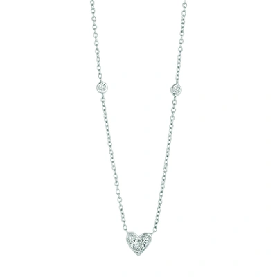 Shop Ariana Rabbani Diamond Heart & Two Sided Diamond Necklace White Gold In Silver