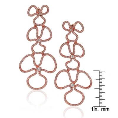Suzy Levian Cz Flower Drop Dangle Earrings In Pink