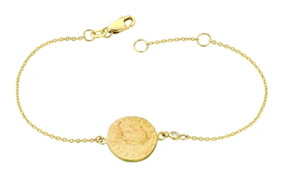 Shop Ariana Rabbani Coin & Diamond Bracelet Yellow Gold In Pink