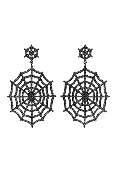 Eye Candy La Luxe Collection Cz Web Statement Earrings In Black