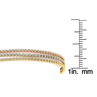 Suzy Levian Tri-tone Sterling Silver Cubic Zirconia Bracelet In White