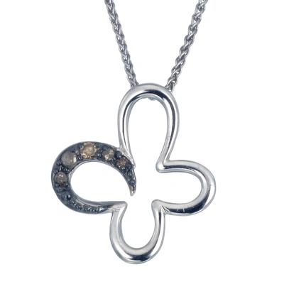 Vir Jewels 1/10 Cttw Champagne Diamond Pendant Necklace .925 Sterling Silver With Rhodium In Silver