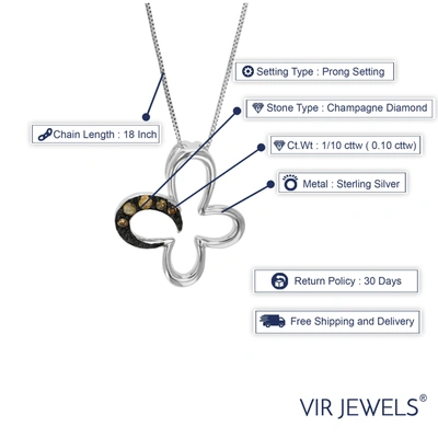 Vir Jewels 1/10 Cttw Champagne Diamond Pendant Necklace .925 Sterling Silver With Rhodium In Silver