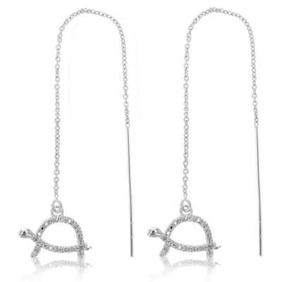 Shop Vir Jewels 0.07 Cttw Diamond Dangle Threader Earrings Brass With Rhodium Plating Tortoise In Silver