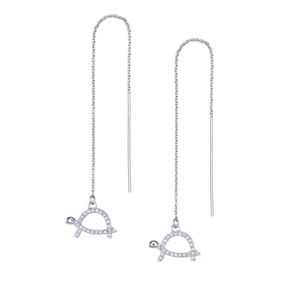 Shop Vir Jewels 0.07 Cttw Diamond Dangle Threader Earrings Brass With Rhodium Plating Tortoise In Silver