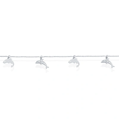 Simona Sterling Silver Dolphin Anklet