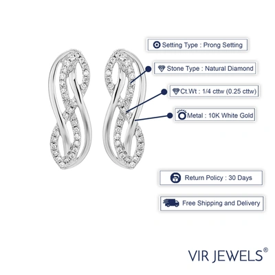 Shop Vir Jewels 1/4 Cttw Diamond Highway Earrings In 10k White Gold In Silver