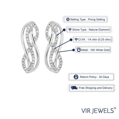 Vir Jewels 1/4 Cttw Diamond Highway Earrings In 10k White Gold In Silver