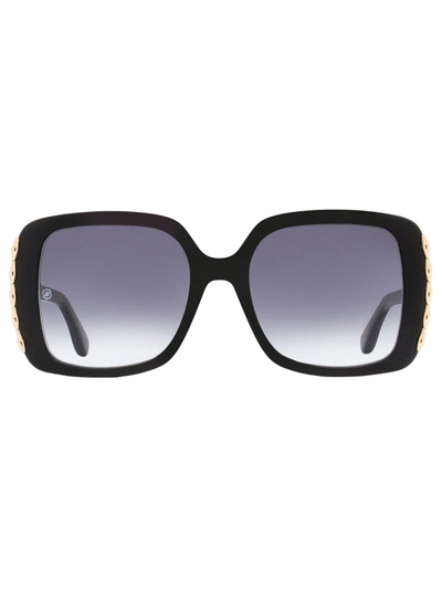 Shop Elie Saab Women's Square Sunglasses Es015/s 8079o Black/gold 54mm