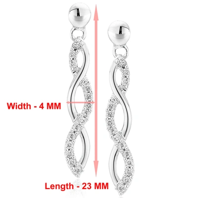 Vir Jewels 1/4 Cttw Diamond Infinity Dangle Earrings 10k White Gold 1 Inch With Push Backs In Silver