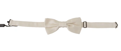 Shop Dolce & Gabbana Ivory Pattern Adjustable Neck Papillon Men's Tie In White