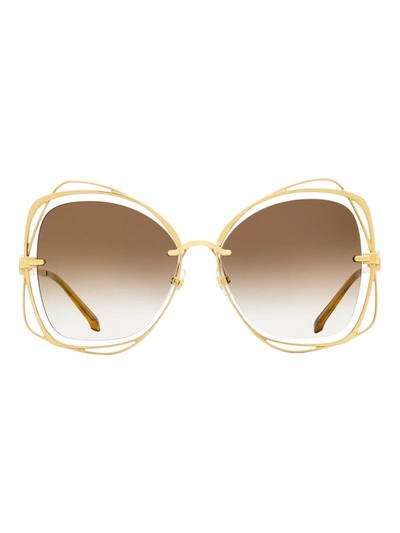 Shop Elie Saab Women's Halo Sunglasses Es043/s J5gvu Gold/havana 59mm