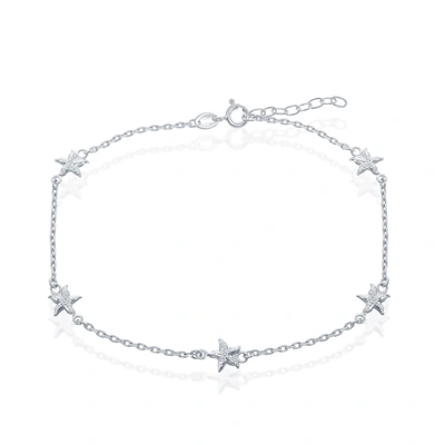 Simona Sterling Silver Starfish Anklet In White