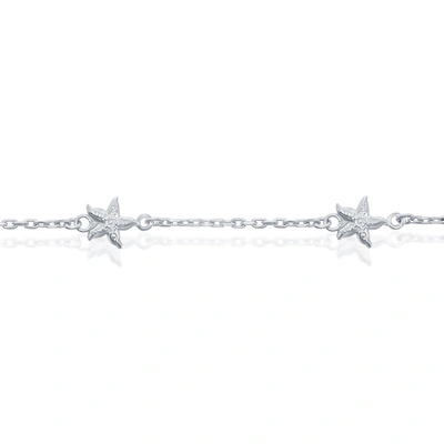 Simona Sterling Silver Starfish Anklet In White