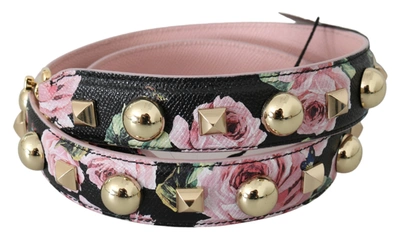 Shop Dolce & Gabbana Pink Floral Leather Stud Accessory Shoulder Women's Strap In Red