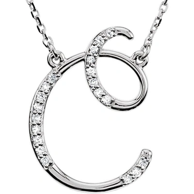 Shop Pompeii3 1/4ct Diamond "c" Initial Pendant 18" Necklace 14k White Gold In Silver