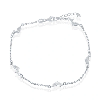Shop Simona Sterling Silver Dolphins Anklet In White