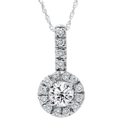 Shop Pompeii3 White Gold 3/4ct Diamond Pave Halo Solitaire Diamond Pendant In Silver