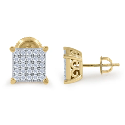 Shop Monary 10k Yellow Gold Earrings With 0.2 Ct. Diamonds In Silver