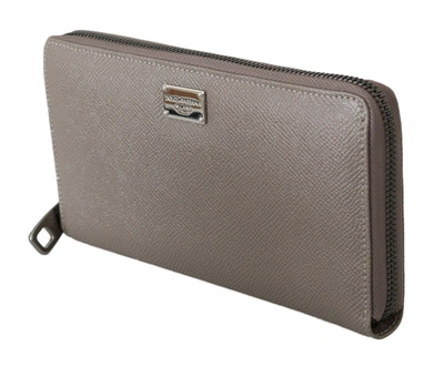 Shop Dolce & Gabbana Leather Zipper Continental Bill Card Coin Men's Wallet In Brown