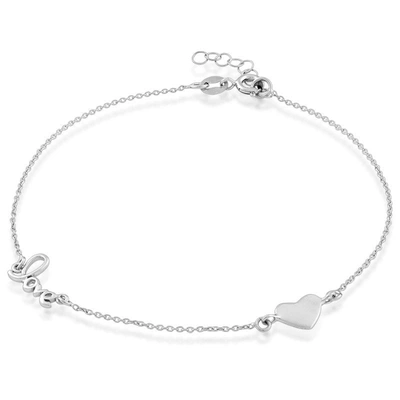 Shop Simona Sterling Silver Heart And Love Anklet