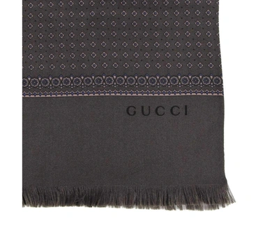 Shop Gucci Unisex Silk With Flower Print Twill Scarf In Black