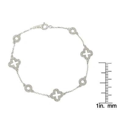 Suzy Levian Sterling Silver White Cubic Zirconia Clover And Circles Bracelet