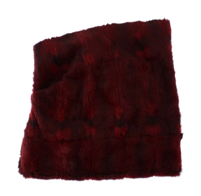 Shop Dolce & Gabbana Hamster Fur Crochet Hood Scarf Women's Hat In Red