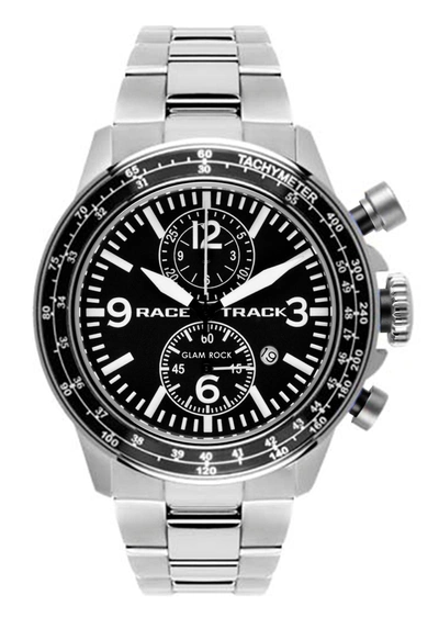Shop Glam Rock Men's Racetrack Action Tachymeter 46mm Quartz Watch In Black