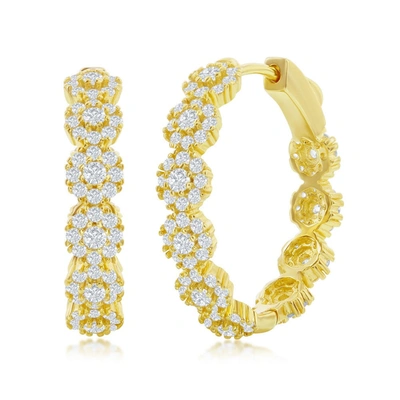 Simona Cz Flower Hoop Earrings In Gold