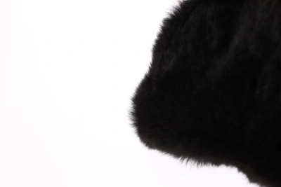 Shop Dolce & Gabbana Weasel Fur Crochet Hood Scarf Women's Hat In Black