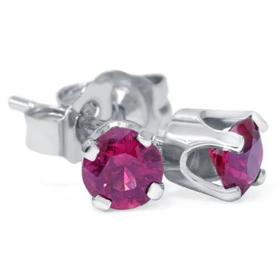 Pompeii3 1/4ct Genuine Ruby Studs 14k White Gold In Purple