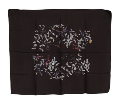 Shop Dolce & Gabbana 100% Silk Bird Print Wrap 80cm X 95cm Rrp Women's Scarf In Black
